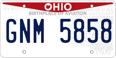 OH license plate GNM5858