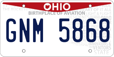 OH license plate GNM5868