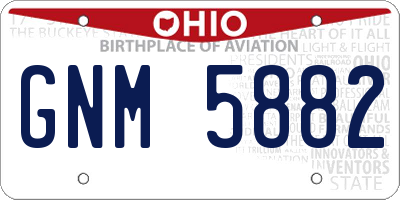OH license plate GNM5882