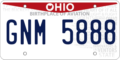 OH license plate GNM5888