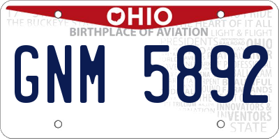 OH license plate GNM5892