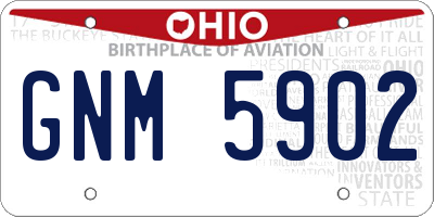 OH license plate GNM5902