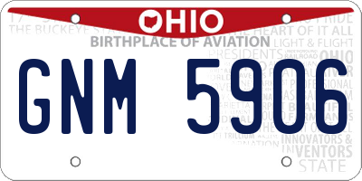 OH license plate GNM5906