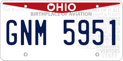 OH license plate GNM5951