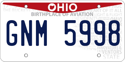 OH license plate GNM5998