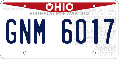 OH license plate GNM6017