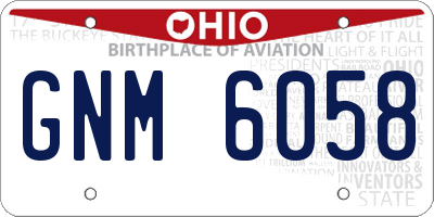 OH license plate GNM6058