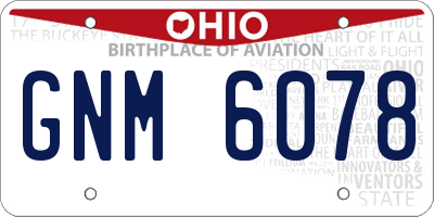 OH license plate GNM6078