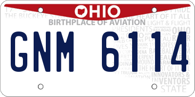 OH license plate GNM6114