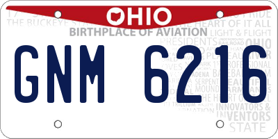 OH license plate GNM6216