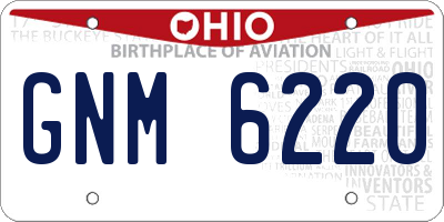 OH license plate GNM6220