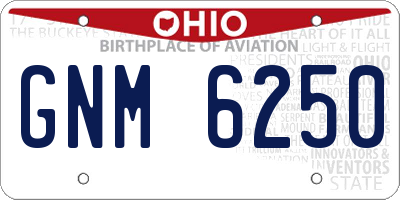 OH license plate GNM6250