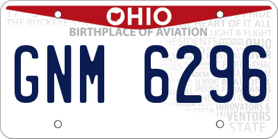 OH license plate GNM6296