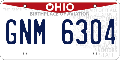 OH license plate GNM6304