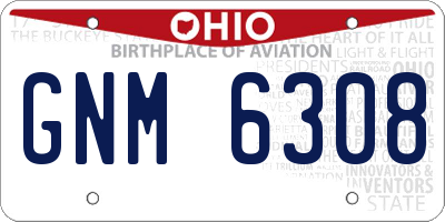 OH license plate GNM6308