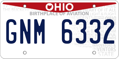 OH license plate GNM6332