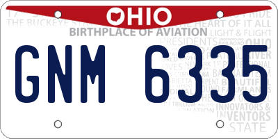 OH license plate GNM6335