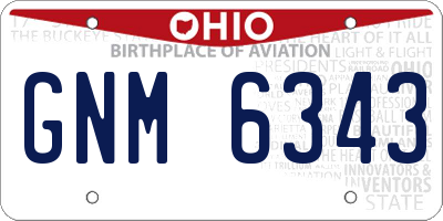 OH license plate GNM6343