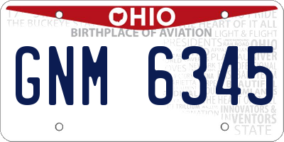 OH license plate GNM6345