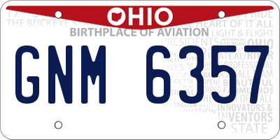 OH license plate GNM6357
