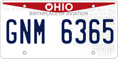 OH license plate GNM6365