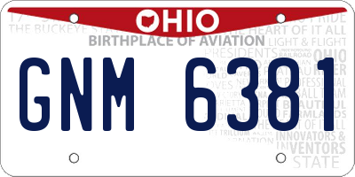 OH license plate GNM6381