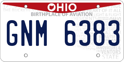 OH license plate GNM6383