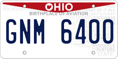 OH license plate GNM6400