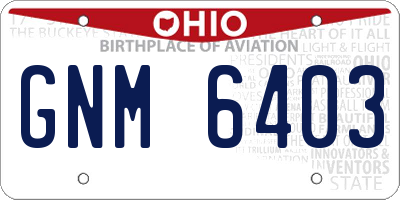 OH license plate GNM6403