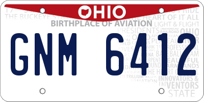 OH license plate GNM6412