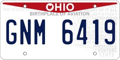 OH license plate GNM6419