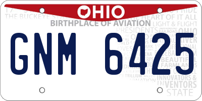 OH license plate GNM6425