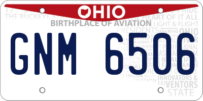 OH license plate GNM6506