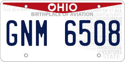 OH license plate GNM6508