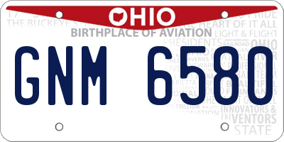 OH license plate GNM6580