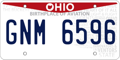 OH license plate GNM6596