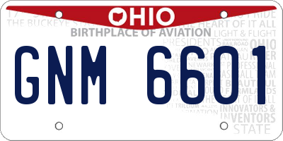 OH license plate GNM6601