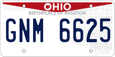 OH license plate GNM6625