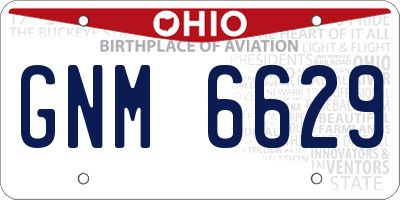 OH license plate GNM6629