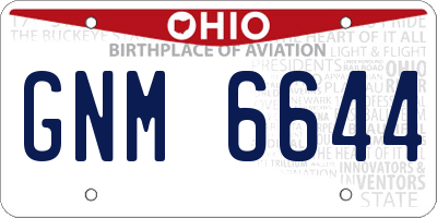 OH license plate GNM6644