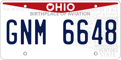 OH license plate GNM6648