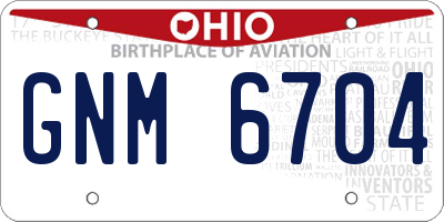 OH license plate GNM6704