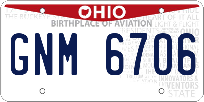 OH license plate GNM6706