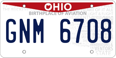 OH license plate GNM6708
