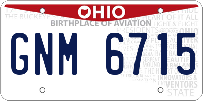 OH license plate GNM6715