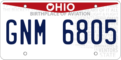 OH license plate GNM6805