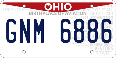 OH license plate GNM6886