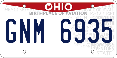 OH license plate GNM6935