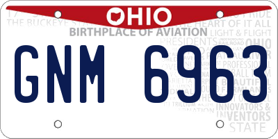 OH license plate GNM6963