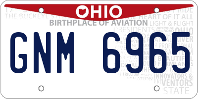 OH license plate GNM6965